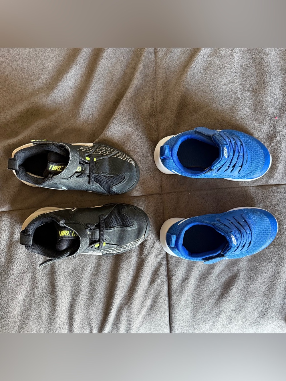 TWO Nike Kids 9C Blue & Black Athletic Shoes - Picture 4 of 6
